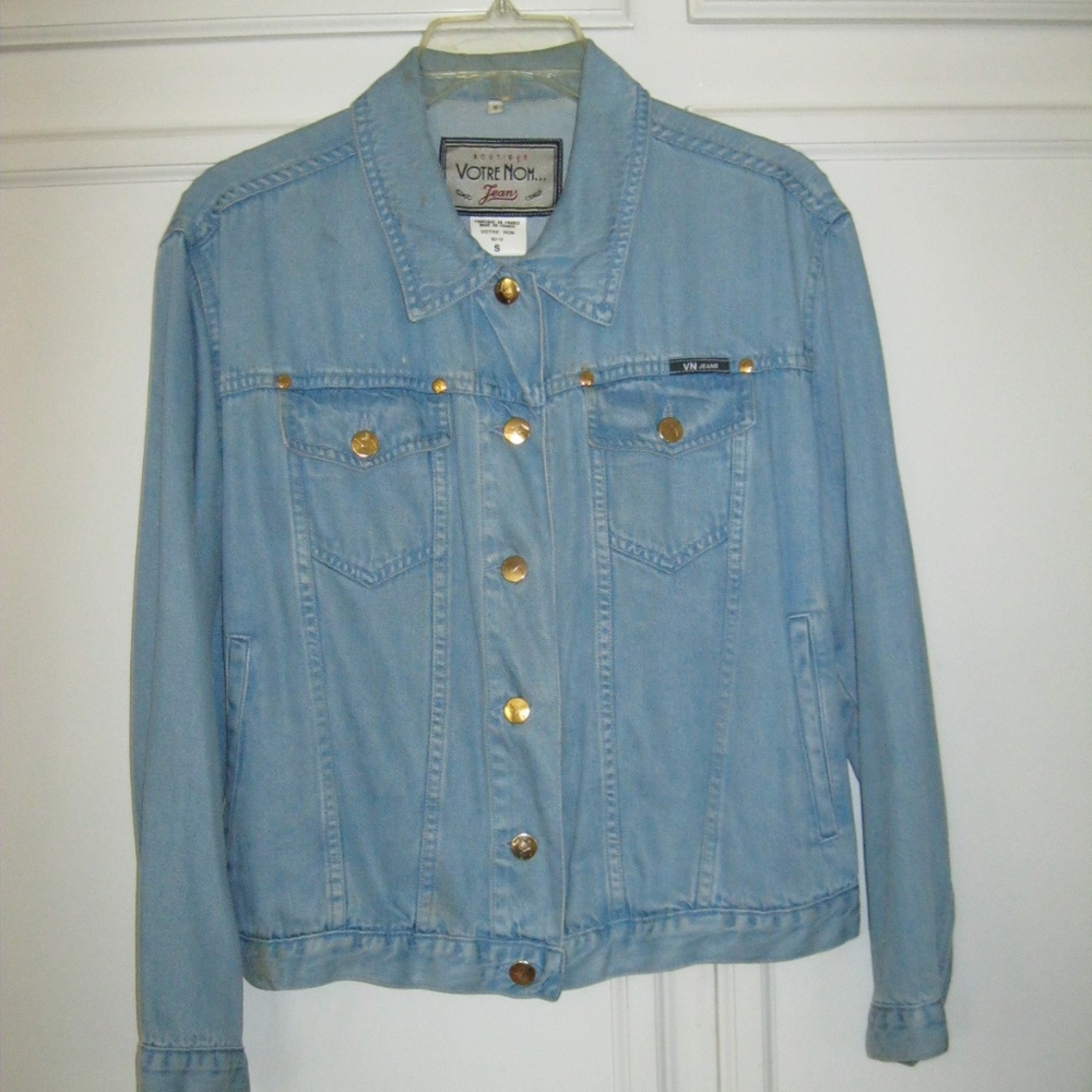 Votre Nom jacket, blue w/ gold accents, Sz S